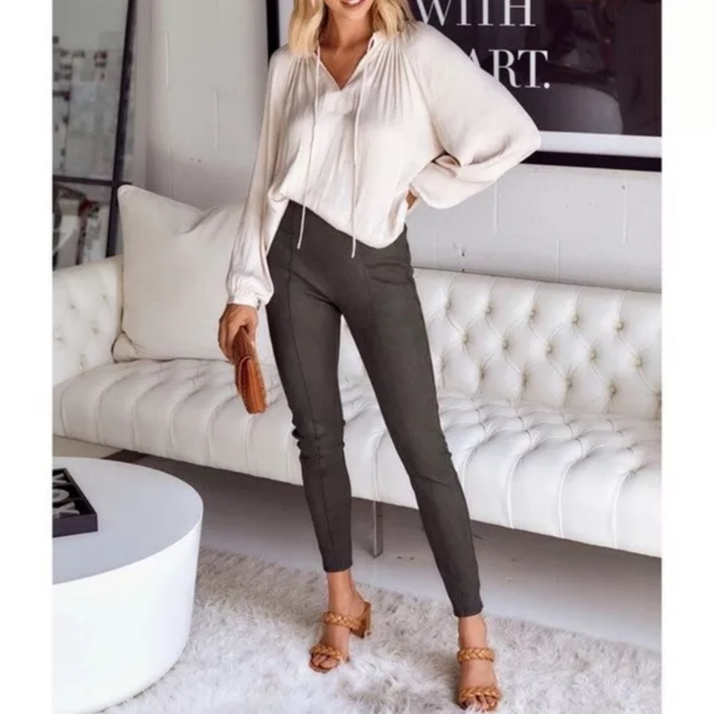 Spanx Faux Suede Leggings in Color Chocolate - Picture 1 of 5